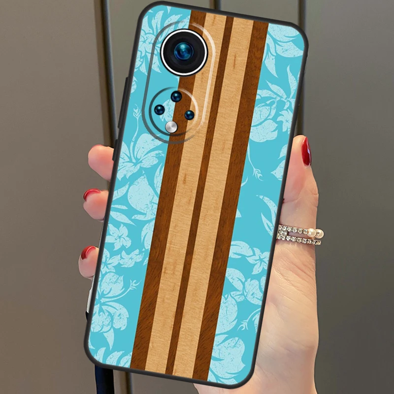 Beach Hawaiian Faux Koa Wood Case For Honor Magic 5 Lite Magic 6 Pro X8b X9b X6a X7a X8a X9a X6 X7 X8 X9 50 70 90 Cover