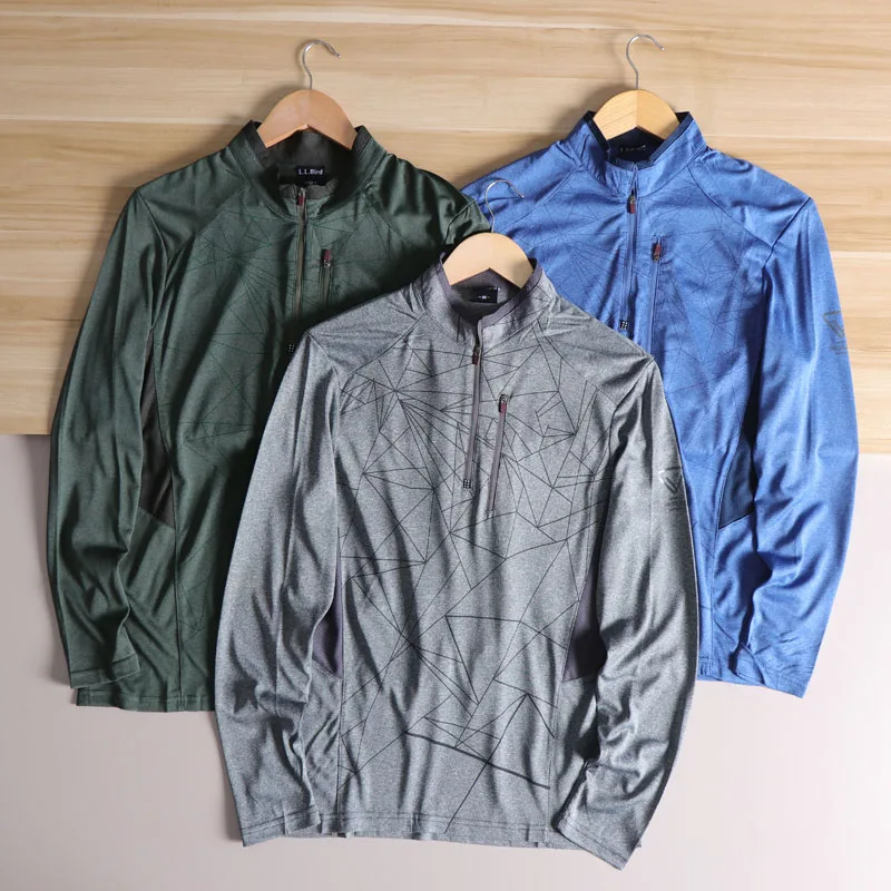 

Men's Outdoor Sports Long Sve T-irt f Zip Qui Dry Breathable Polyester Fiber Stand Fit Modern Sle Spring Faion