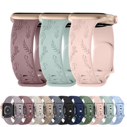 Silicone Floral Engraved Band For Apple Watch Series Ultra 9 8 7 6 5 4 3 2  Strap For iWatch 49mm 45mm 44mm 42mm 41mm 40mm 38mm