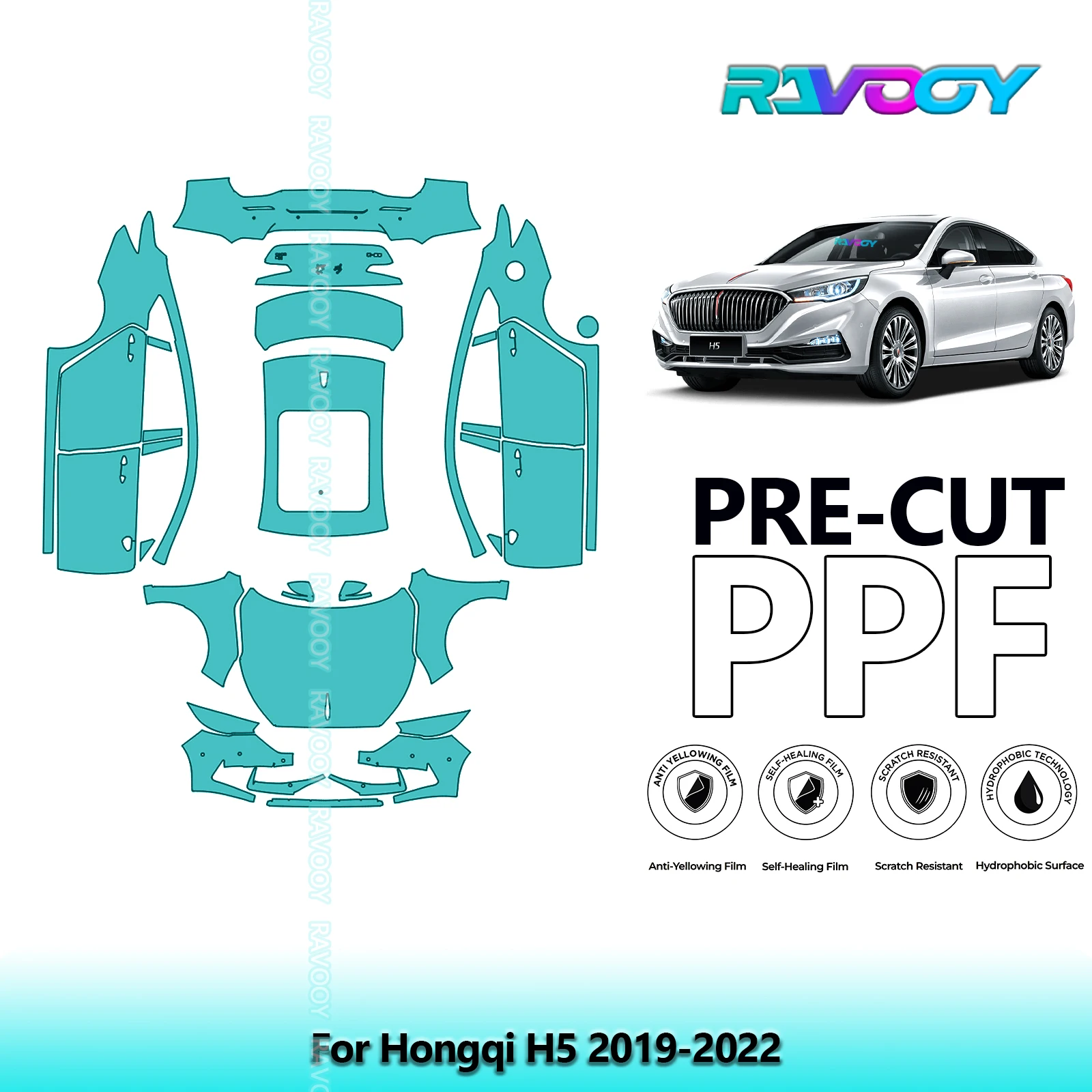 

Full Vehicle Clear Bra Precut PPF Paint Protection Film For Hongqi H5 2019-2022