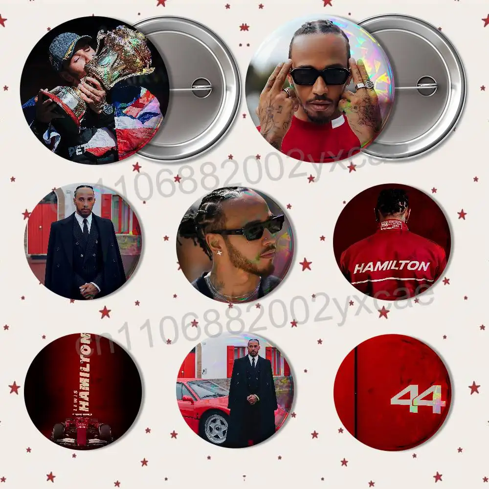 Playing at home in Silverstone Lewis Hamilton Badges Badges On Backpack Jacket Cartoon Round Brooches  Acrylic Button Pins