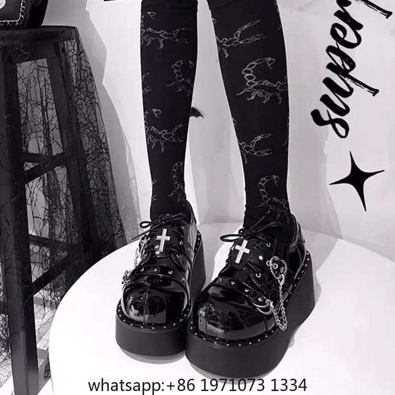 Gothic Punk Thi Heel oes Women's Spring 2025 New Sle Sweet Cool Spicy Platform Slip-On Faionable Casual Loers