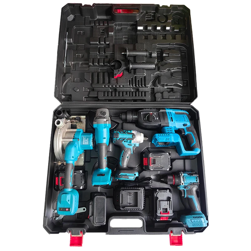 Custom Big Discount Combination Power Tool 5-Piece Kit 21V Cordless Drill Lithium Battery Electric Wrench OEM DIY