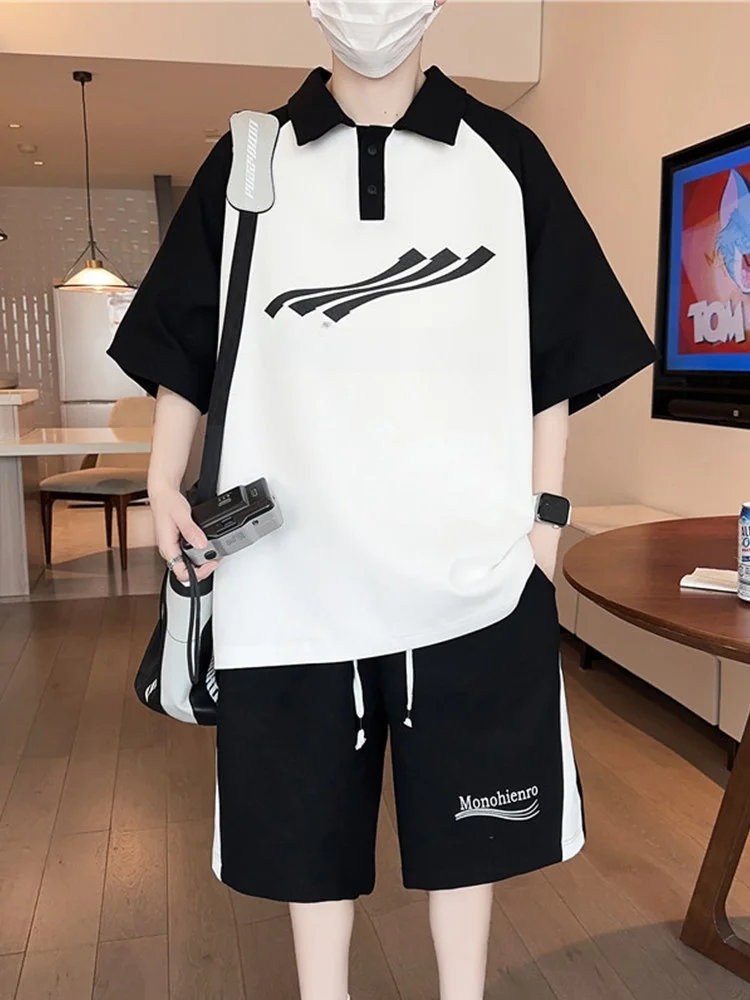 

Summer ort Sve Set for Men Trendy Casual Sports Wear Teenagers Middle School Students Will Look Haome in This Ensemble