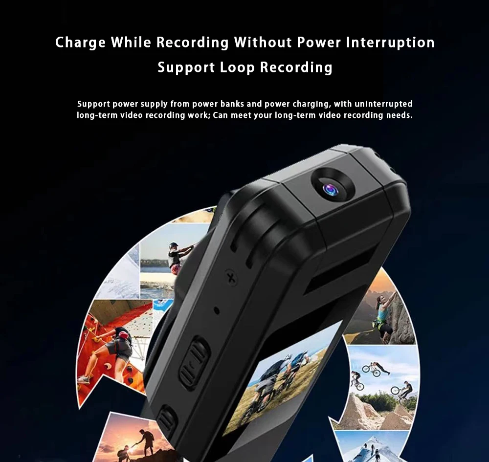 Portable C8 Sports Camera HD 1080P Meeting Recorder Thumb Camera Driving Recorder Back Clip Sports Camera