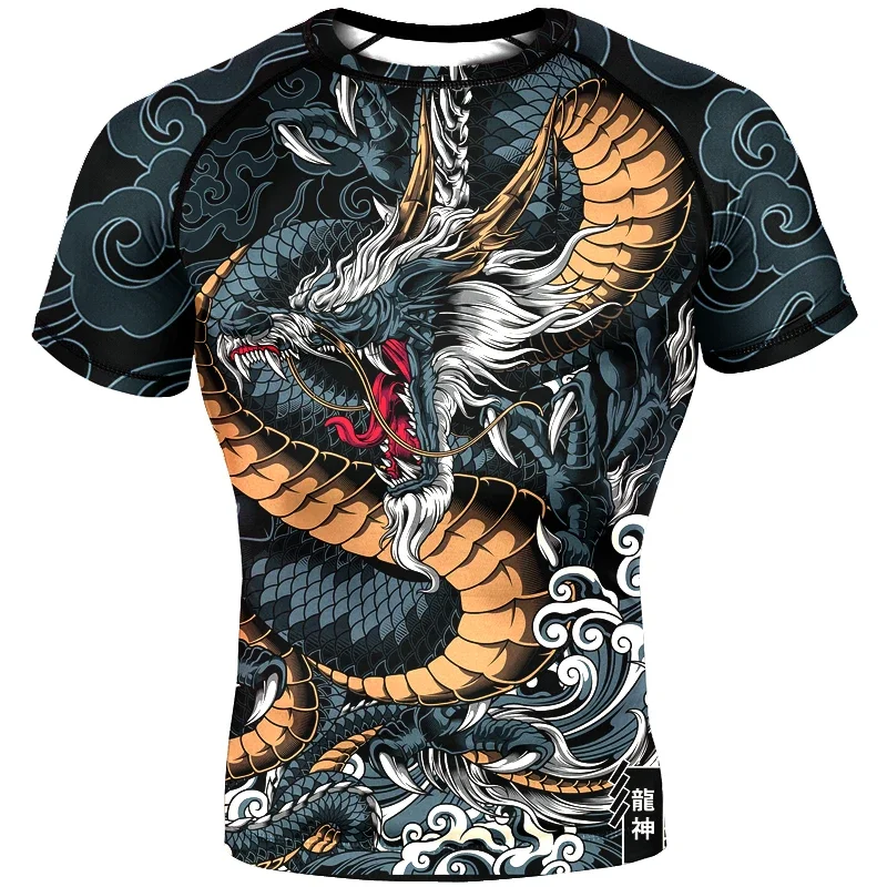 

Men Clothing Boxing Men T-Shirts Sportswear 3d Dragon Print Muay Thai Quick Dry Sports Fitness Training Men Tee Personality Tops