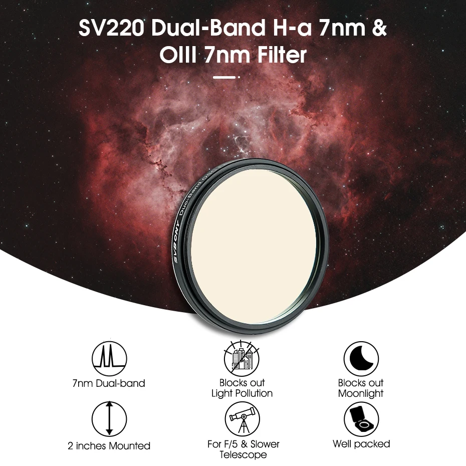 Svbony SV226 Filterschublade für Teleskop 1,25''/2'' H-Alpha & OIII 7nm Dual-Band Nebula Astrofotografie-Filtersystem – Detail 8