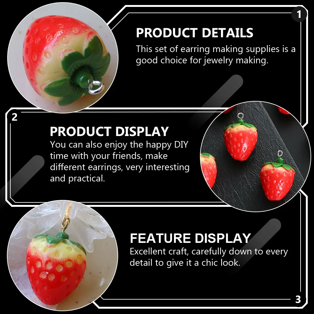 

10Pcs Strawberry Earrings Pendant Resin DIY Supplies Jewelry Decor Kit Handmade Materials Gift Craft Accessories