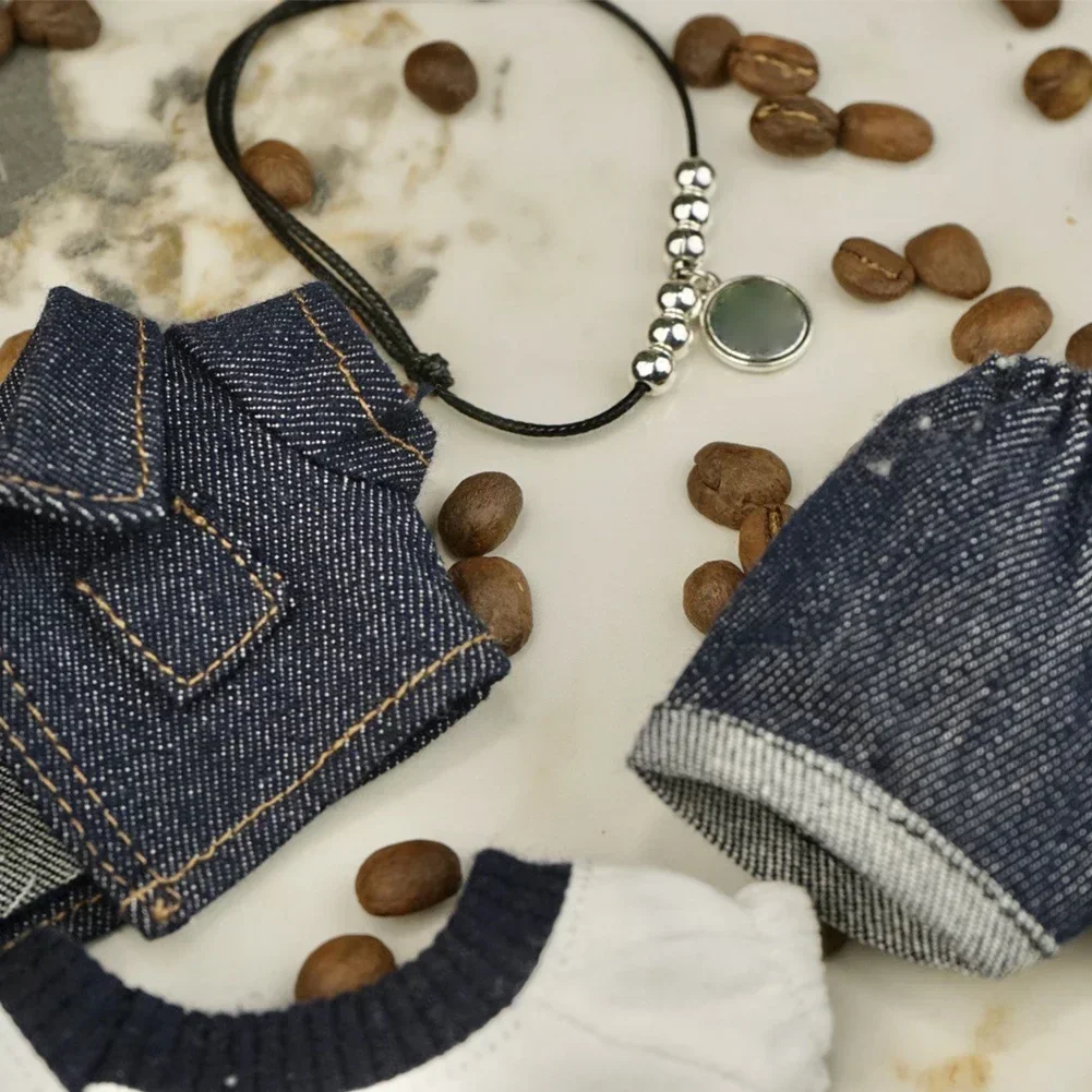 Costume en Denim à la mode, Mini vêtements de poupée en peluche, accessoires de tenue pour la corée Kpop Exo Labubu V1 V2 idole, vêtements cadeau