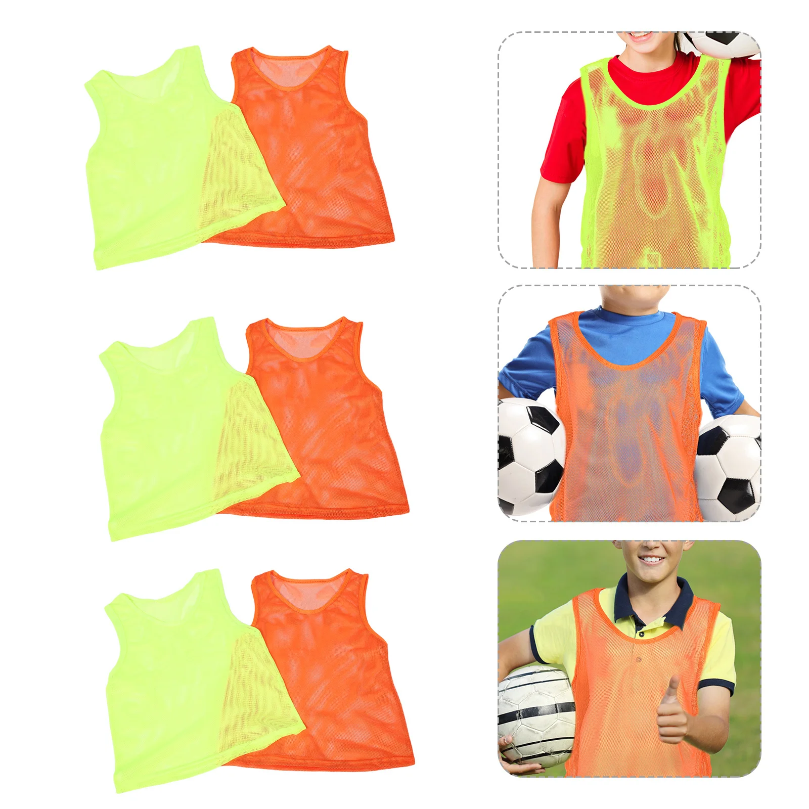 

12Pcs Youth Soccer Basketball Training Vests Bright Reusable Pinnies for Practice Portable Sportswear Sleeveless Gym