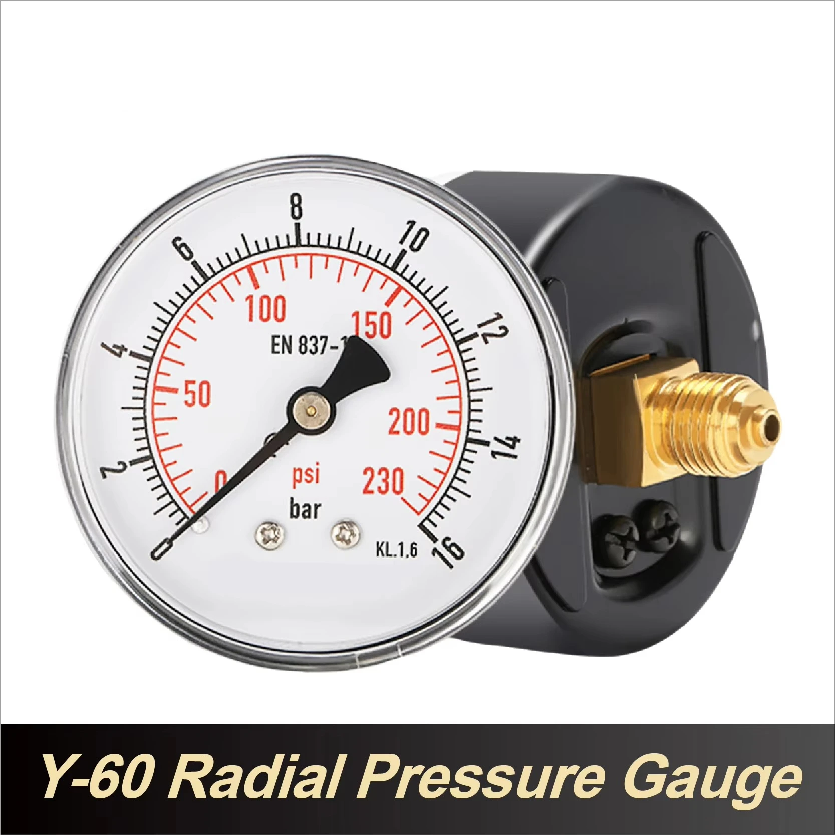Y60 Pressure Gauge 0‑250 Bar High Accuracy Industrial Dual Scale PSI BAR Liquid Hydraulic Water Pressure Meter 1/4 BSP Thread