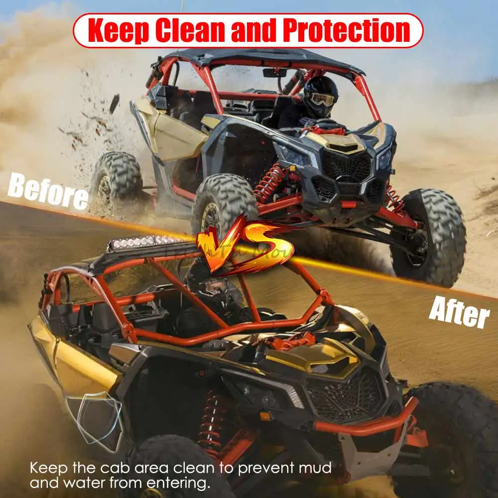 UTV Accessories Lower Door Panel Insert Kit w/ Metal Frame Left and Right Fits For Can-Am Maverick X3 R RR 2017-2024 Matte Black