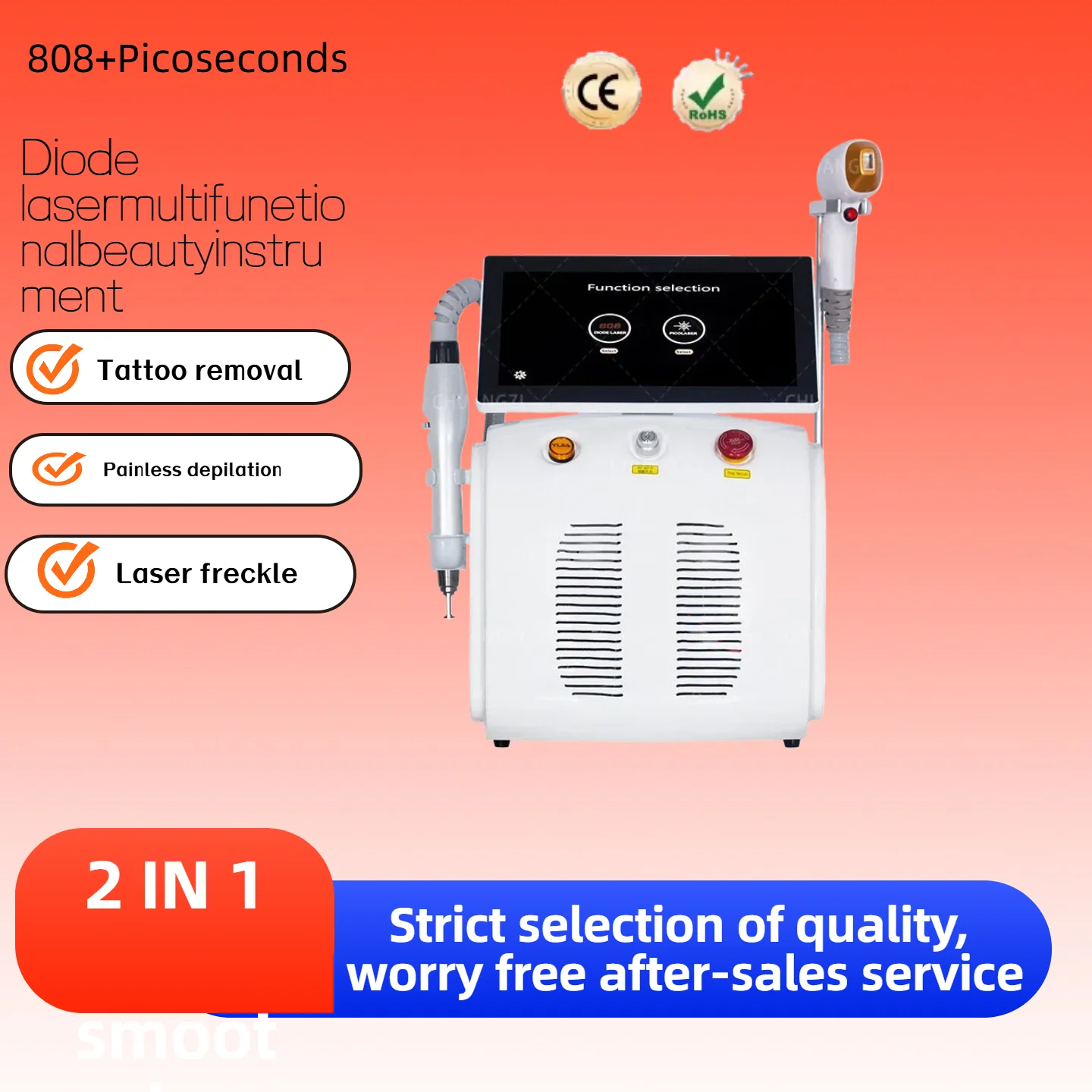 

2in1 Soprano Titanium Ice Platinum Diode 755 808 1064nm 3 Wavelength Laser ND:YAG Machine Painless Hair Removal Machine