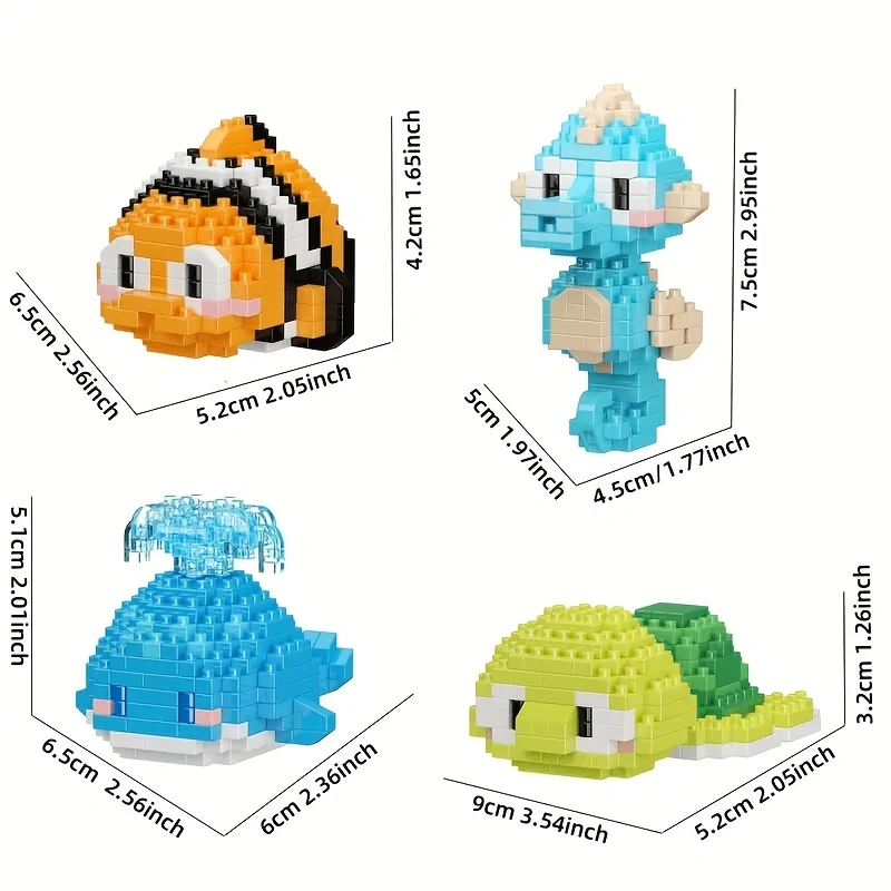 Ocean Series Sea Turtles and Penguins Tiny Particle Building Blocks Small Gifts Back-To-School Season Gift 150Pcs+