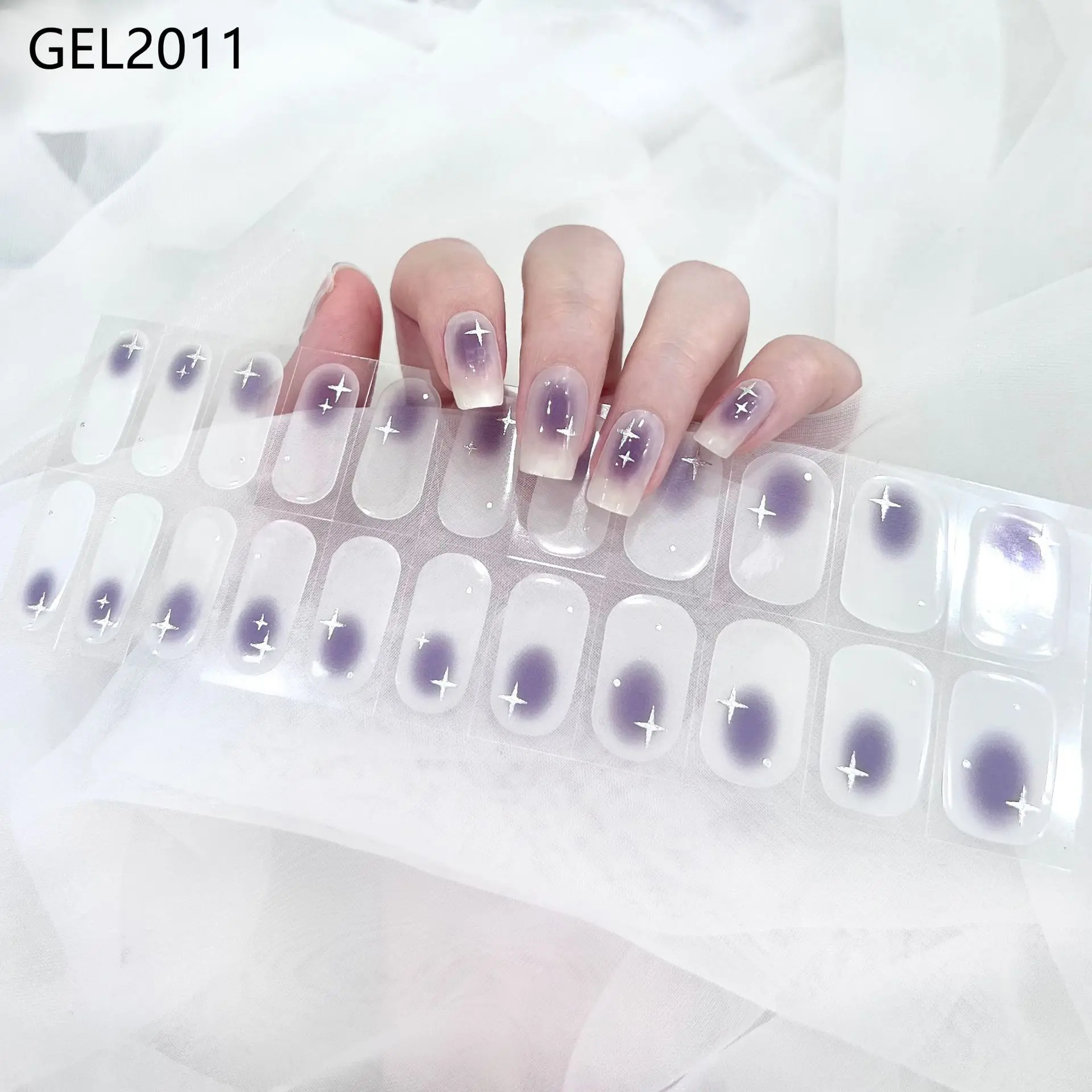 22 Tips Langdurige Uitharding Bakvrije Gel Nagelstickers Volledige Hoes Nagellak Strips Nagelstickers