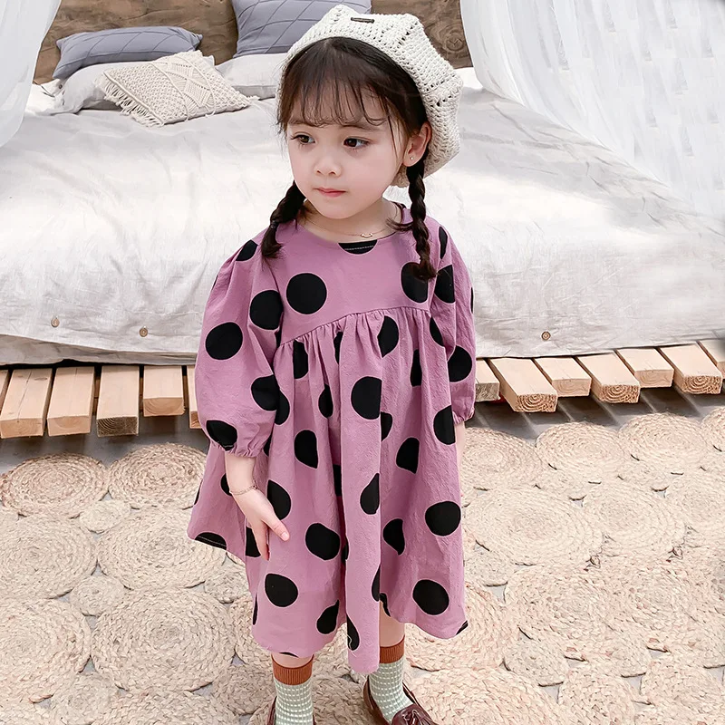 Girl's Skirt Beetle Polka Dot Dress Princess Dress 2025 Spring and Autumn New Children's Clothing
