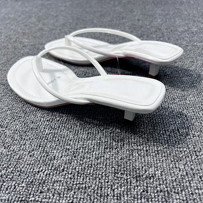 Brand Design Women's Summer Flip-flops Flat Heels 2024 Beach Shoes Woman  Large Size Square Toe Sexy Thin Strap Slippers