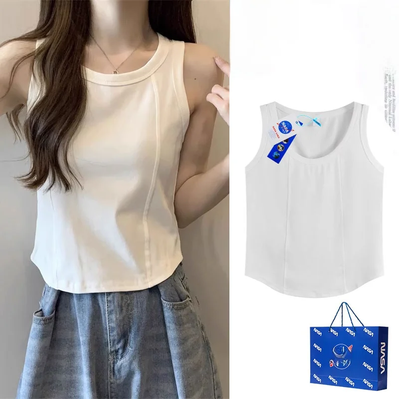 سترة نسائية بيضاء بحمالات رفيعة، ملابس داخلية عصرية، زي صيفي أنيق، مزيج قطني بقصة مستقيمة