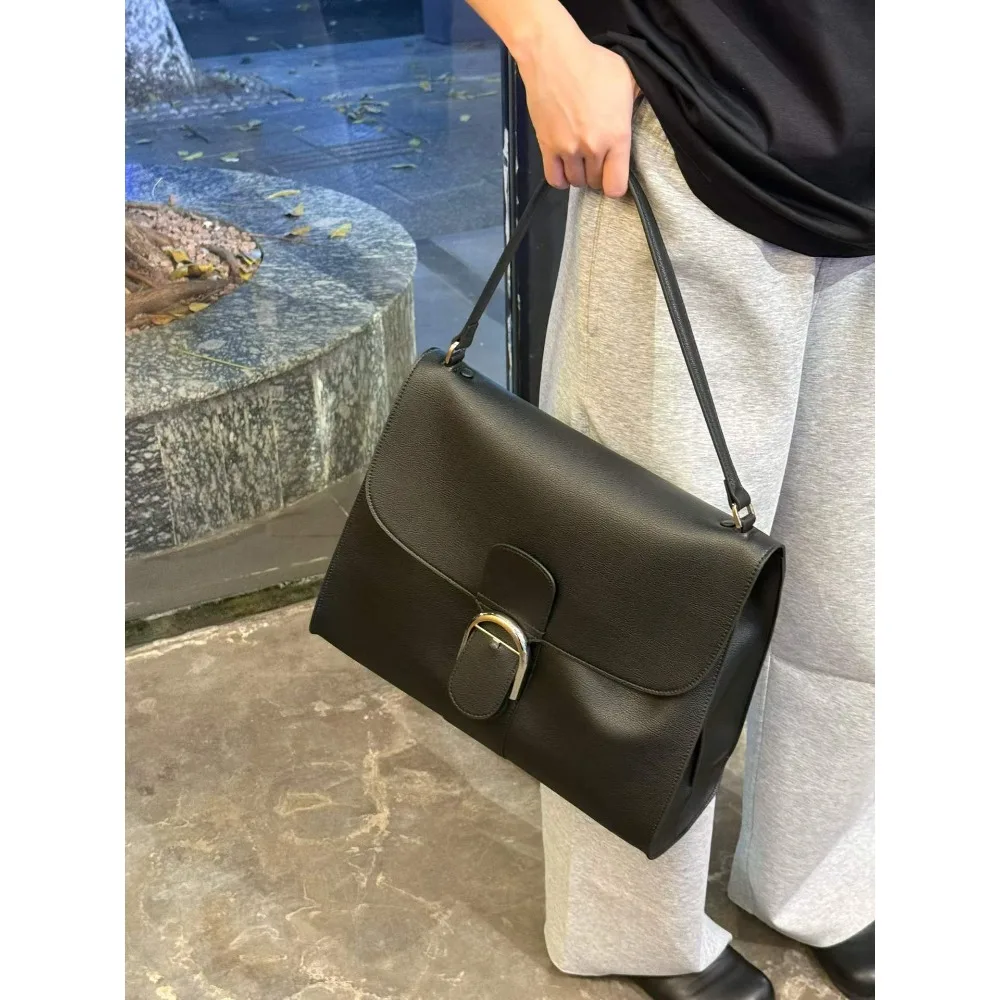 Handbag Cowhide Lock Saddle Bag Premium Handbag Women's Texture Unique Fashion Niche Commuter One Shoulder Oblique Span