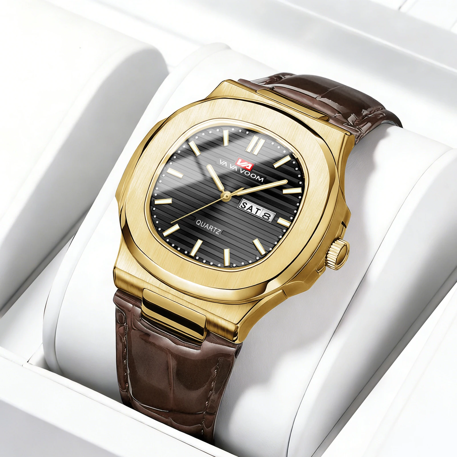 Luxury Men Quartz Watch 40mm Black Leather Sports Clock Business Work Travel Leisure Military Waterproof 3Bar Couple Wrist Watch