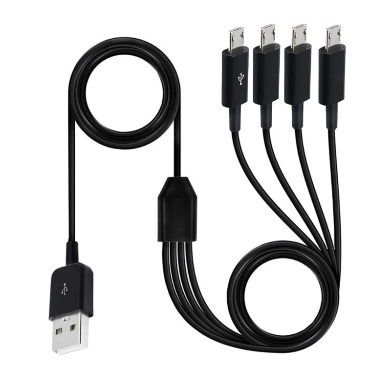 4 في 1 كابل شحن USB ميكرو كابل متعدد الشاحن لأجهزة متعددة يشحن 4 أجهزة لوحية أو هواتف في وقت واحد