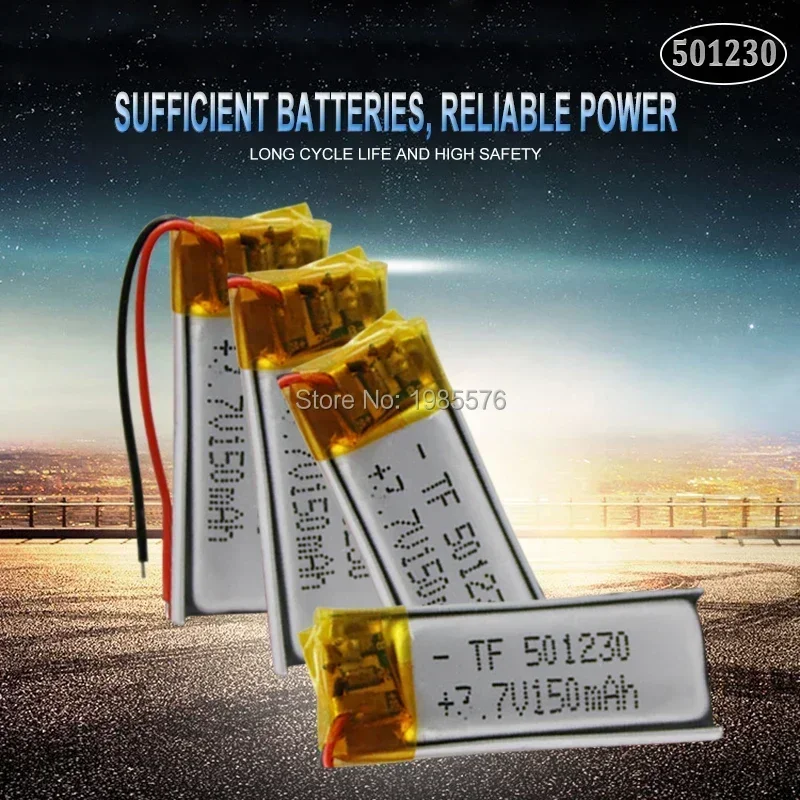 501230 3.7v 130mAh Rechargeable Lipo Battery For GPS MP4 Camera Power Bank Tablet Electric Toys PAD DVD Lithium Polymer Battery