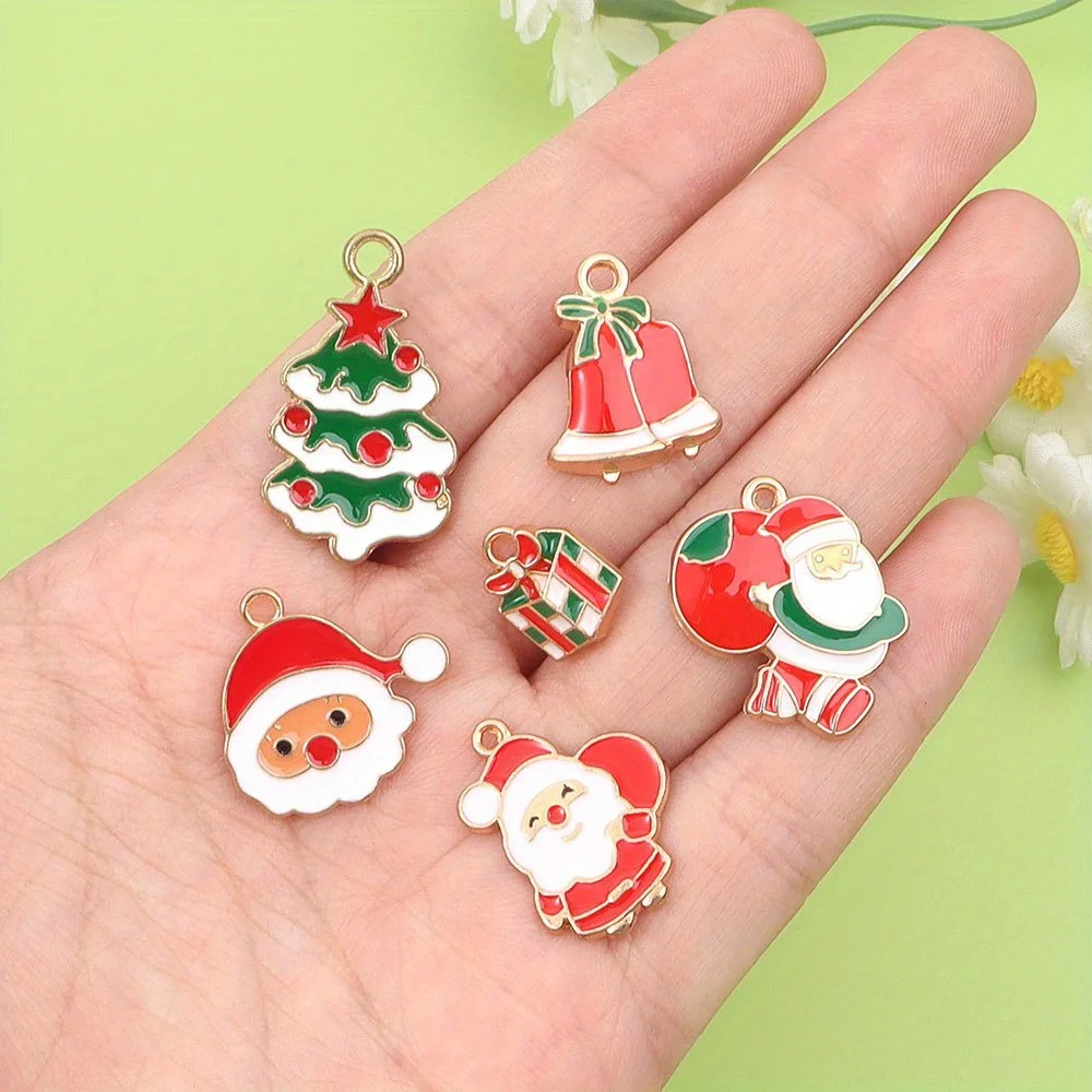 4/8/16pcsMulti-color Zinc Alloy Christmas Themed Pendants,DIY Bracelets,Necklaces Earrings Christmas Gift Decorative Accessories image 2