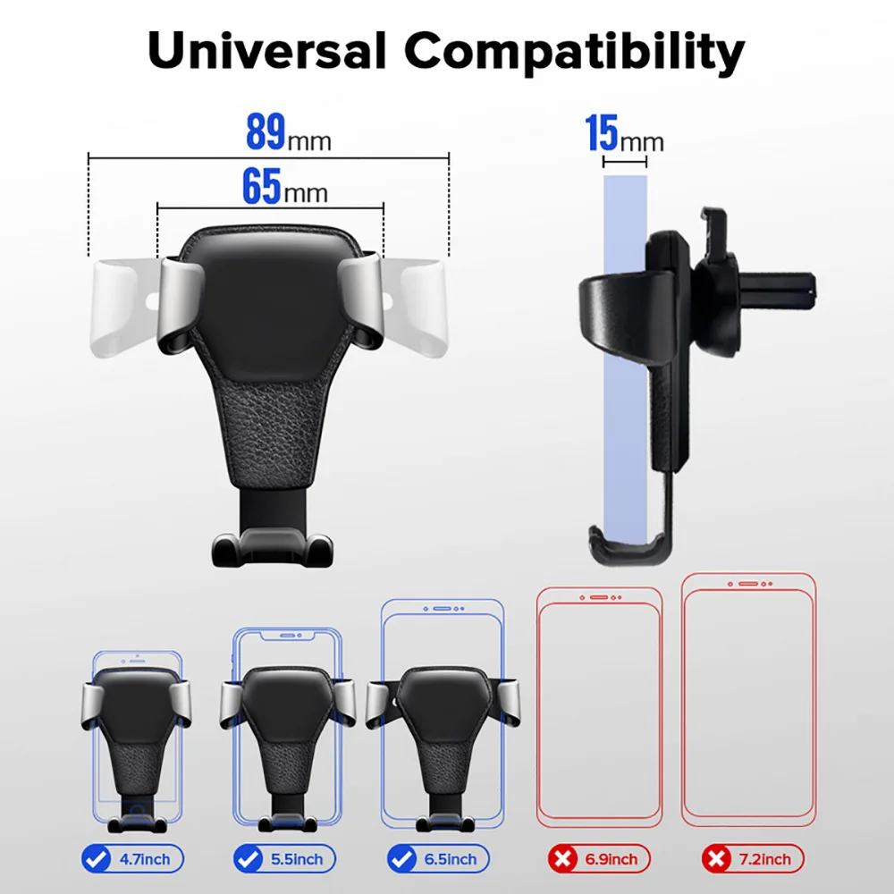 1pc Gravity Auto Phone Holder Car Air Vent Clip Mount Mobile Phone Holder CellPhone Stand Support For iPhone For Samsung