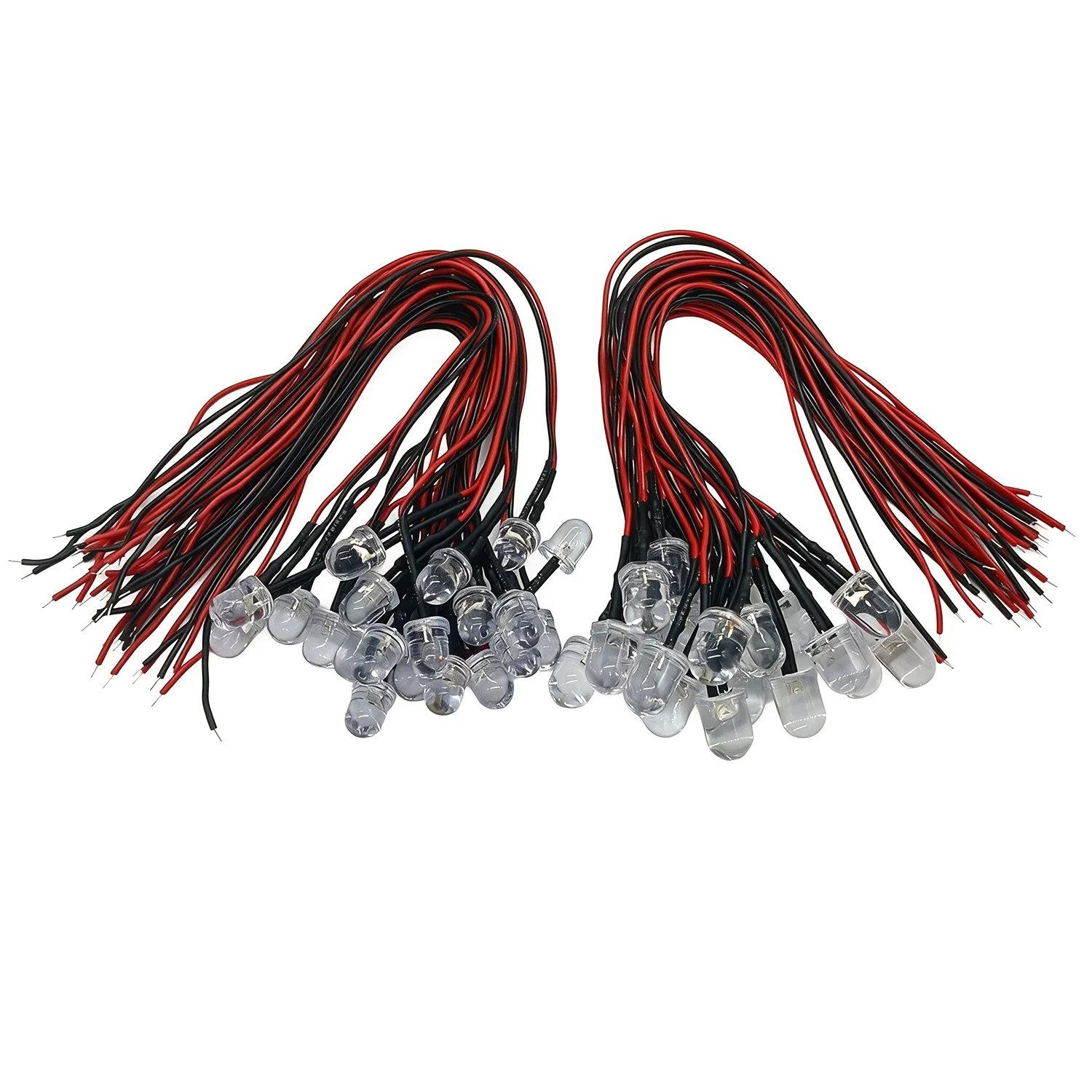 5 Colors x50 pcs Transparent LED Diodes DC3V 5V 12V 24V 3MM 5MM 10MM For Red/Green/Blue/Yellow/Hot/White/ Pre-cable