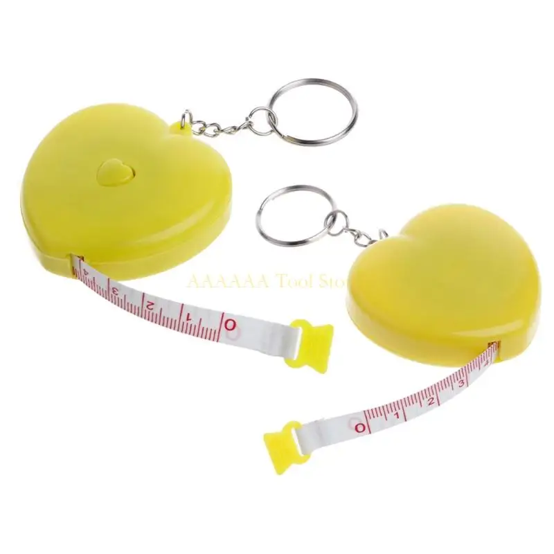 A2BE Keychain Portable Rettractable Ruler en forme cœur Mesure 1,5 m