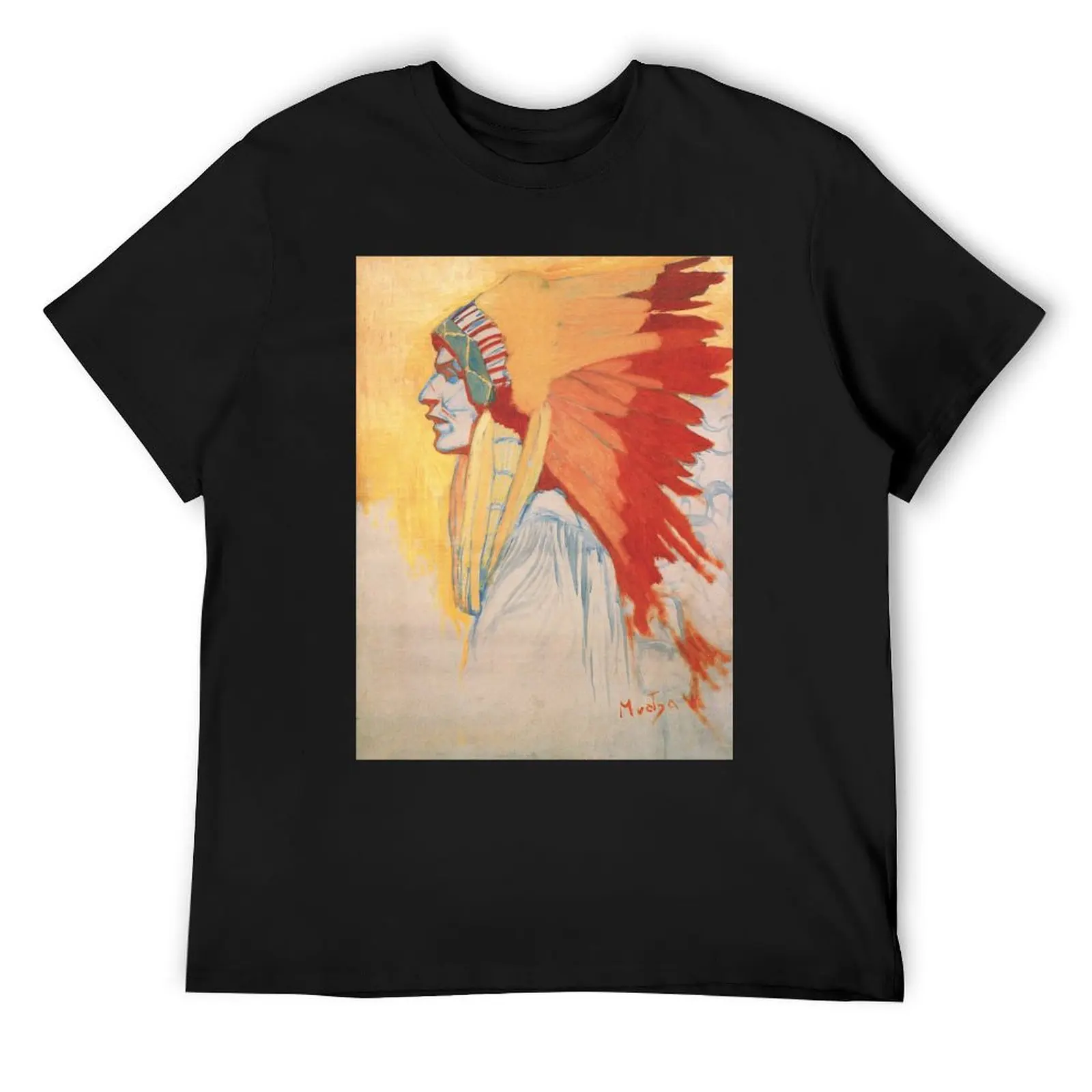 Alphonse Mucha - Sioux Indian - Study, tempera on canvas / 1908 T-Shirt korean fashion tee shirts for men