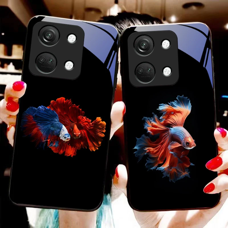 

Colorful Cute Fish For OnePlus Nord 3 5 6T 7 Pro 8 12 10T Reno8 Lite 5G 10R Nord N30 Shell Tempered Glass Phone Case Black