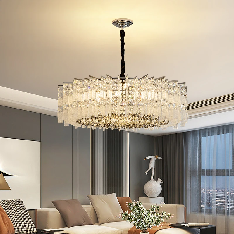 Nordic Multi-Layer Pendant Light, Crystal Chandelier, Simplified Gold Elegant Ceiling Living Room Lighting Decorative Lighting