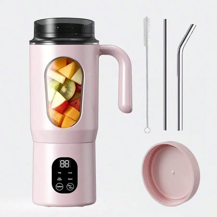 2-In-1 USB-Rechargeable Portable Juicer,12 Blade Mini Blender, 580ml, Detachable Cup, Digital Display, Four Modes, Easy To Clean