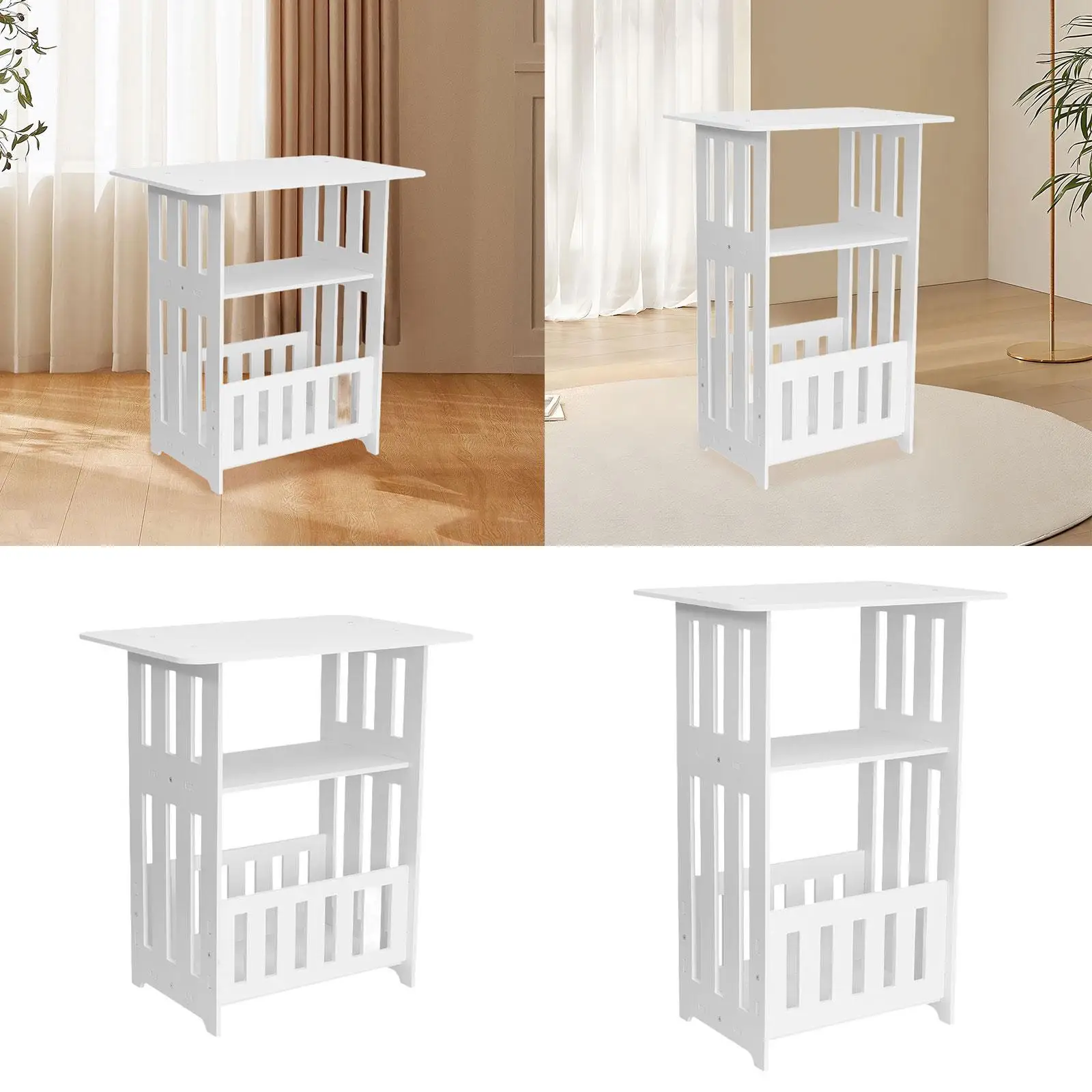 طاولة جانبية لتوفير المساحة لتزيين المنزل الاسكندنافي، طاولة خشبية صغيرة بجانب السرير متعددة الوظائف لأريكة غرفة المعيشة والمقهى #4