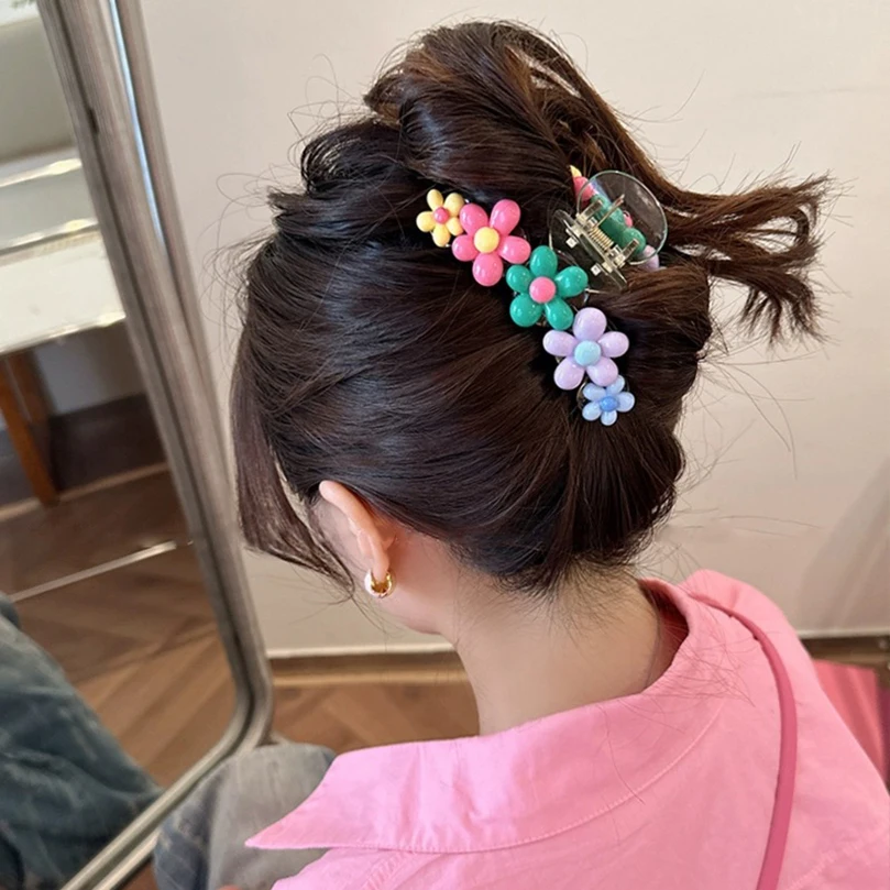 AWAYTR-Pinzas para el pelo con forma de flor para niña y mujer, accesorios para el cabello, horquillas, pinzas para el pelo con forma de cangrejo