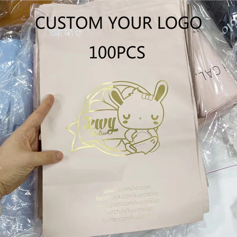 

custom logo 100 200 300 400 500 PCS light Brown Poly mail envelop bag Shipping Courier Postal Bag Small Medium Big Nude