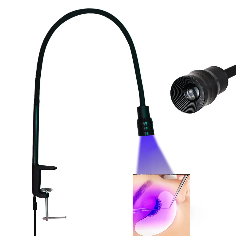 Desktop cantilever 10W purple light eyelash lamp, false eyelash extension nail art UV glue curing lamp, beauty LED phototherapy