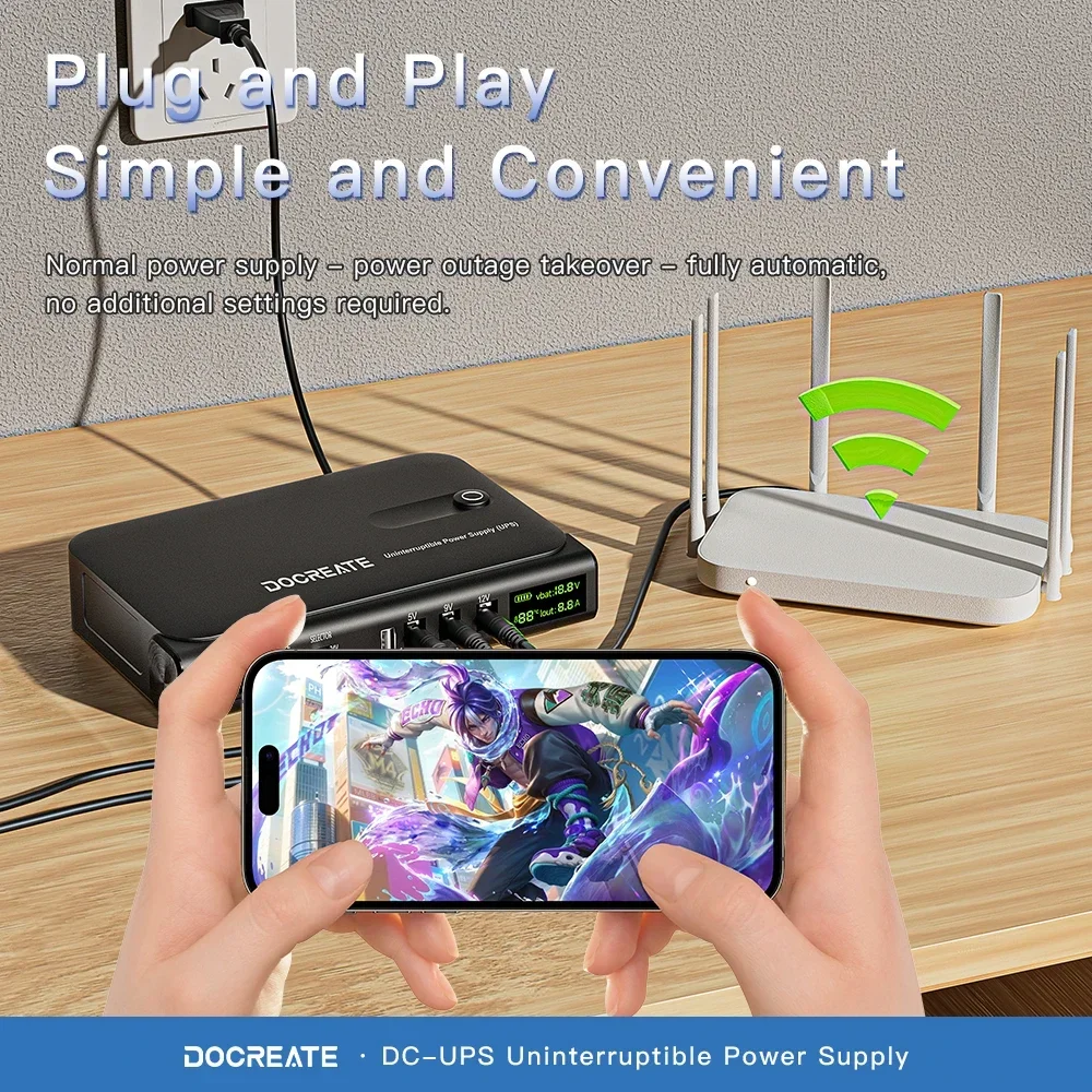 Dc ups 5v-24v saída 36w fonte de alimentação ininterr 4*18650 bateria (não incluída) fonte de backup para casa roteador telefone tablet modem