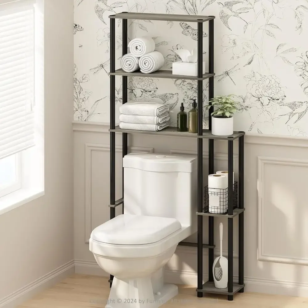 

urinno Turn-N-Tube Over The Toilet Storage, 5-Shel Over The Toilet Organizer, reestanding Space Saver Bathroom Shel, or Bathroom