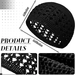 新しいイスラムクフィキャップイスラム教徒の女性男性祈りの帽子手作りかぎ針編みのかぎ針編みビーニーハット冬の温かい帽子ユニセックスアクセサリー 10ベストセールスクロシュビーニー-6