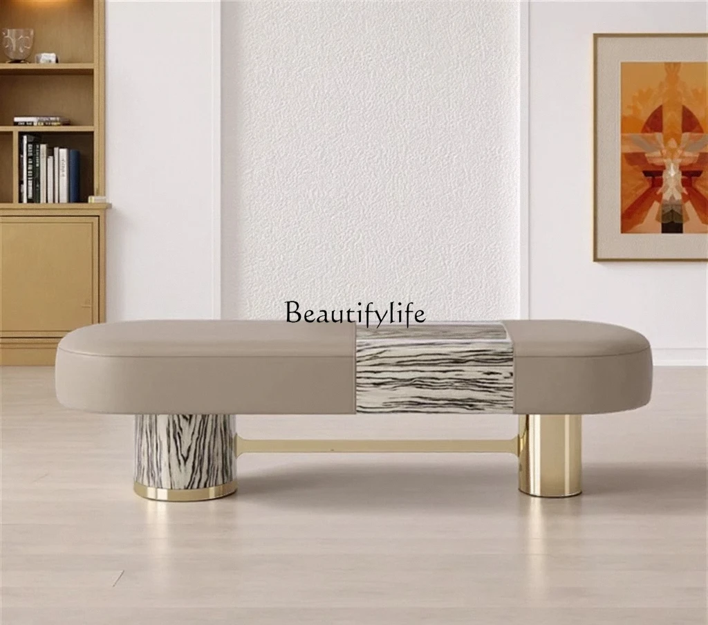 

Custom Italian Minimalist Bedside Bench Italian Wabi Sabi Bedroom