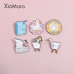 Certified Silly Goose Enamel Pins Cartoon Animal Quotations Brooches Lapel Badges Custom Jewelry Gift For Kids Friends