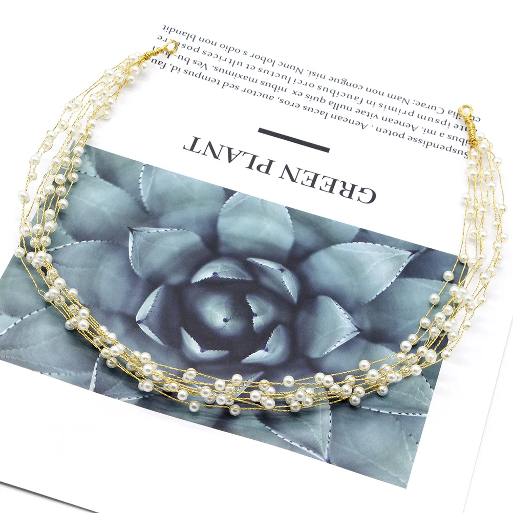 

Beautiful Multiple Layer Pearl Bridal Headband Wedding Headpiece Chic Design Lightweight Comfortable for Special Events