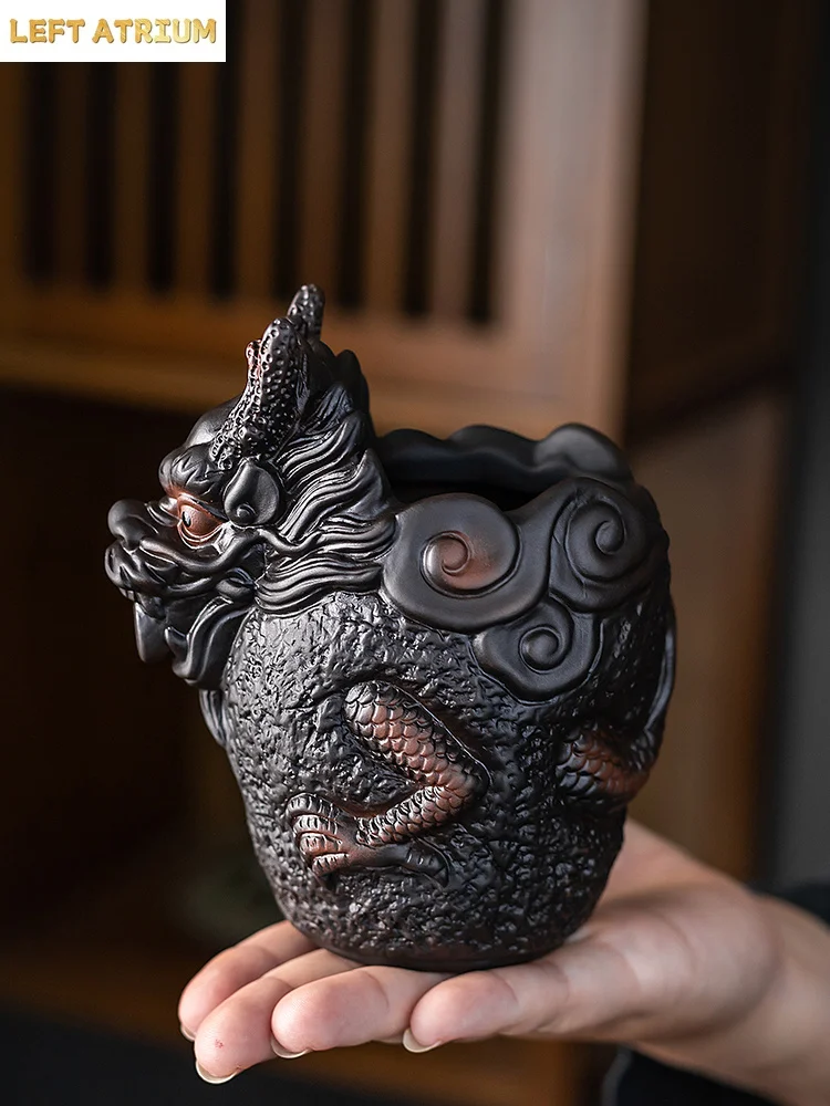 200ML Hight-end Purple Pottery Dragon Public Cup Chahai Kung Fu Tea Set Accessories