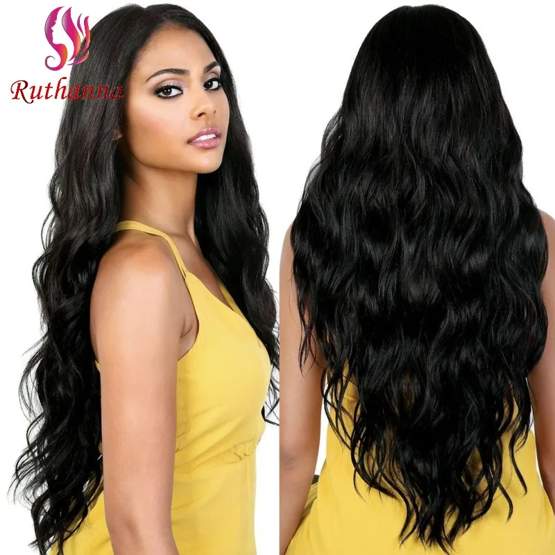 32 Inch Body Wave Middle Part Synthetic Long Curly Wig For Women Realistic Scalp High Quality Heat Resistant Fiber Wig Daily Use