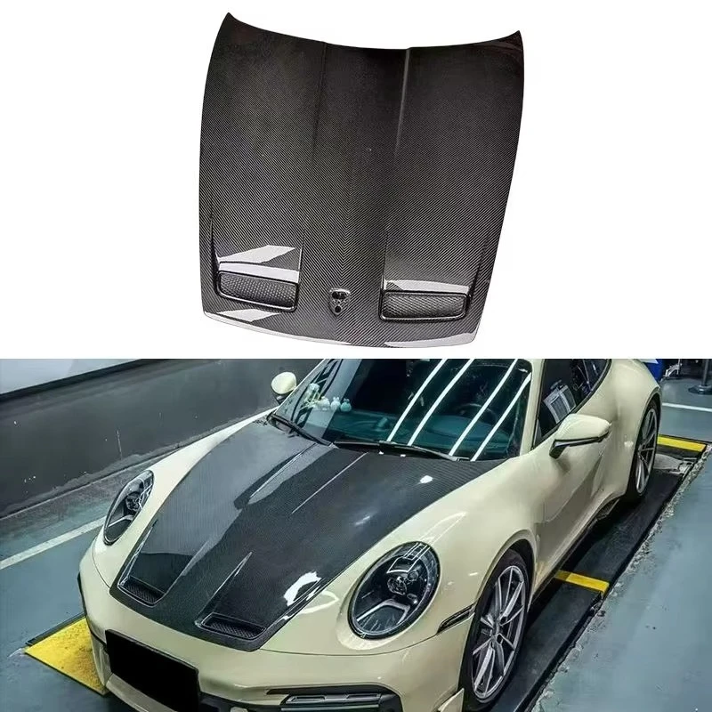 real dry Carbon Fiber GT3 Style Hood Fit Porsche 911 992 Carrera S 4S Lightweight Vented Bonnet Car Exterior Tuning Accessories