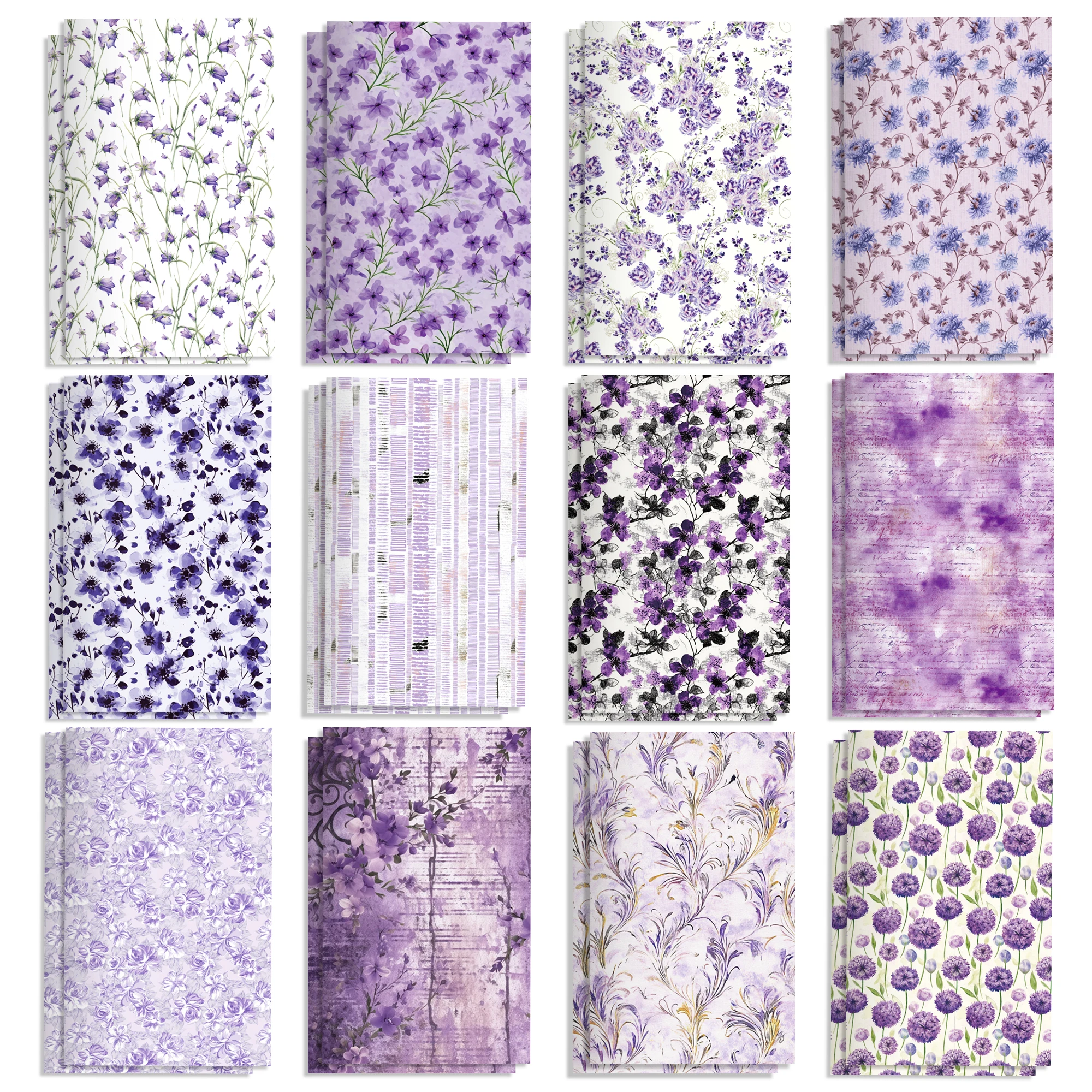 12/24/36pcs Purple Flower Mini Pocket Notebook, Horizontal Line Book,Student Diary Notepads, Small Memo Pads Birthday Gifts