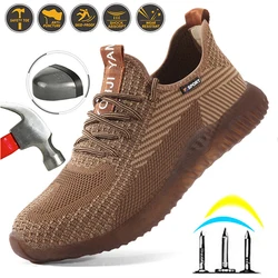 Breathable Safety Shoes Men's Work Boots Steel Toe Cap Puncture-Proof Indestructible Security Shoes Light Comfortable Sneakers