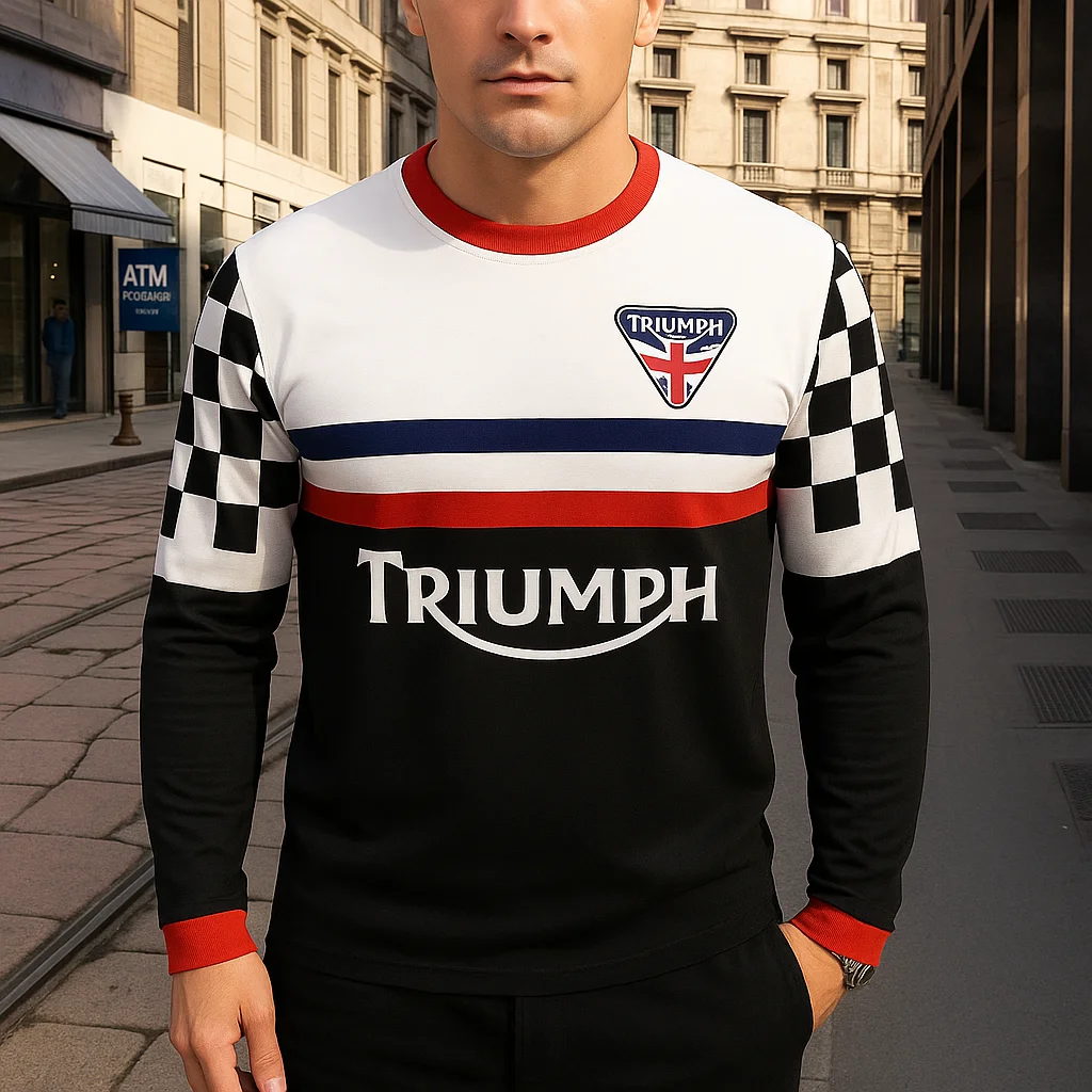 

Classic Hot Selling Triumph Motorcycle Printed Long Sleeve T-shirt Fashion Street Casual Sports Comfortable Riding Top